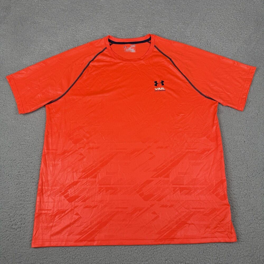 Under Armour Shirt Mens XL Orange Vail Colorado HeatGear Tech Tee Athletic Gym